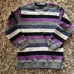 Cherokee Size 7/8 Purple/Black/Grey Stripe sweater, good used condition